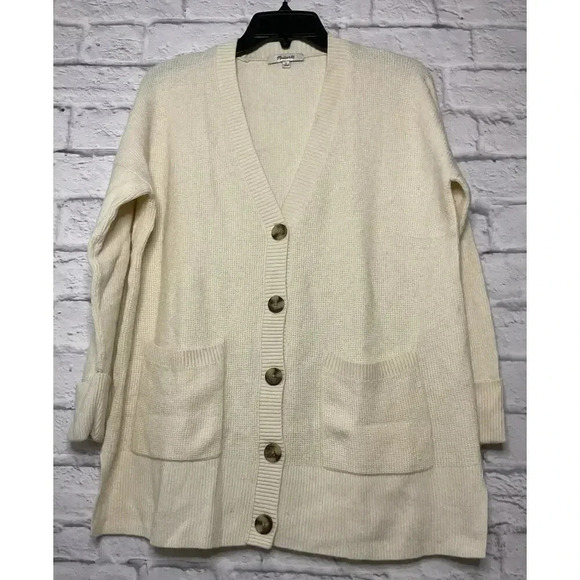 Madewell Asherton button front wool alpaca blend waffle knit cardigan sweater S - Picture 5 of 9